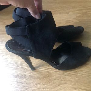 Sexy black genuine leather heels